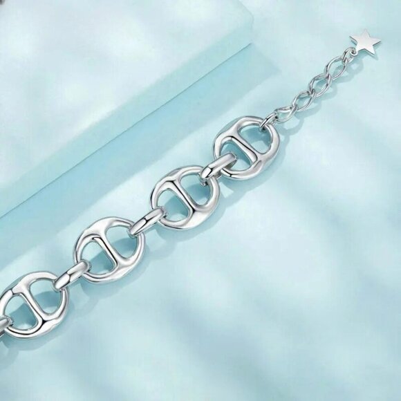 NEW Chunky Link Bracelet 7" 18K Gold Plated Mariner Nautical Anchor Chain Preppy - Picture 4 of 8